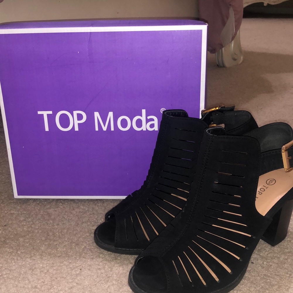 Women’s Size 6.5 Black Open Toe High-heel Booties